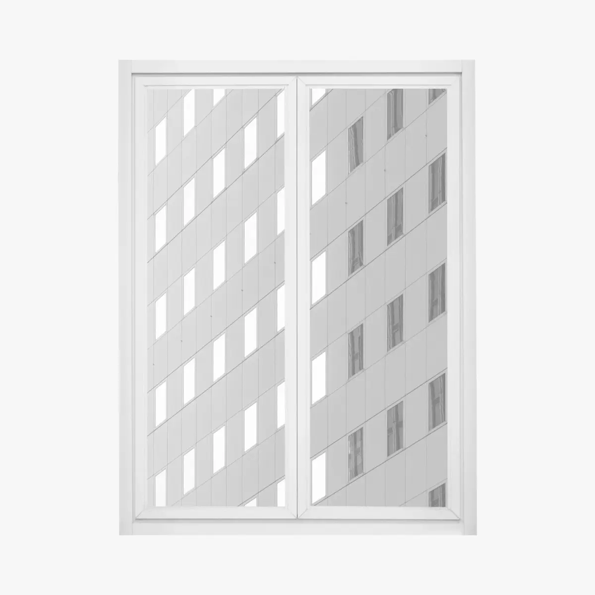Adesivo per finestra geometria urbana: facciata in bianco e nero • Wallissimo®