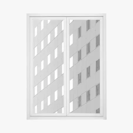 Adesivo per finestra geometria urbana: facciata in bianco e nero • Wallissimo®
