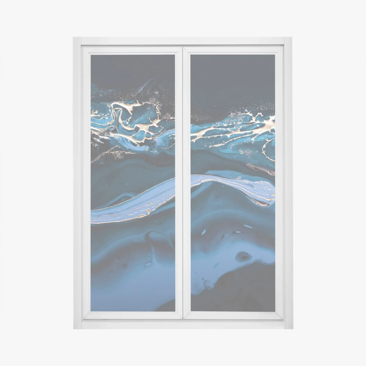 Adesivo per finestra onde astratte in blu e oro • Wallissimo® Adesivo per finestra onde astratte in blu e oro • Wallissimo®