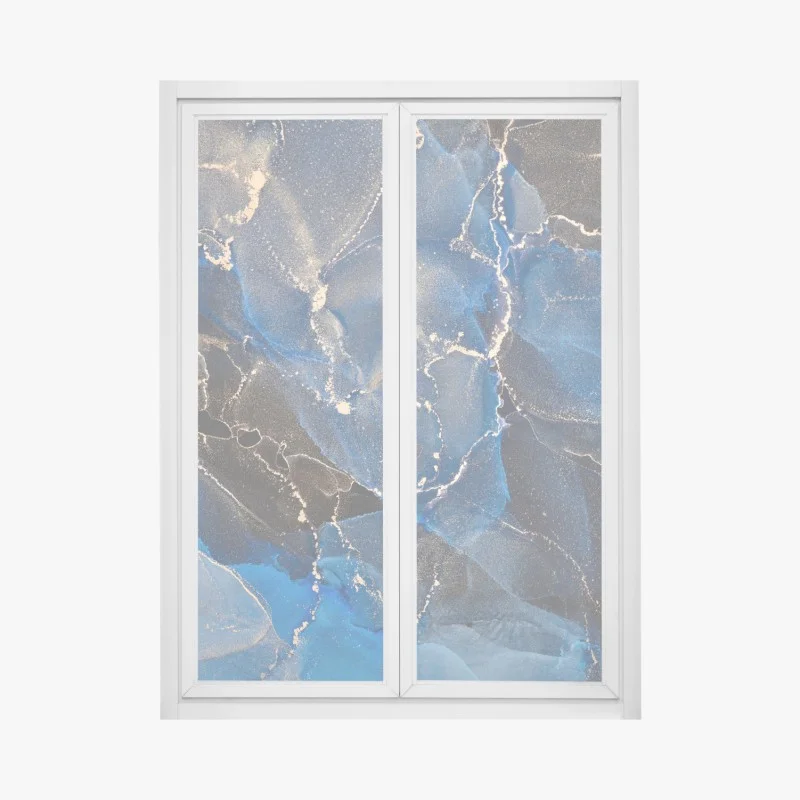 Adesivo per finestra marmo liquido blu e oro