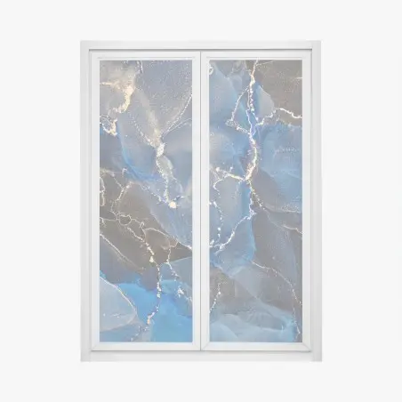 Adesivo per finestra marmo liquido blu e oro • Wallissimo®