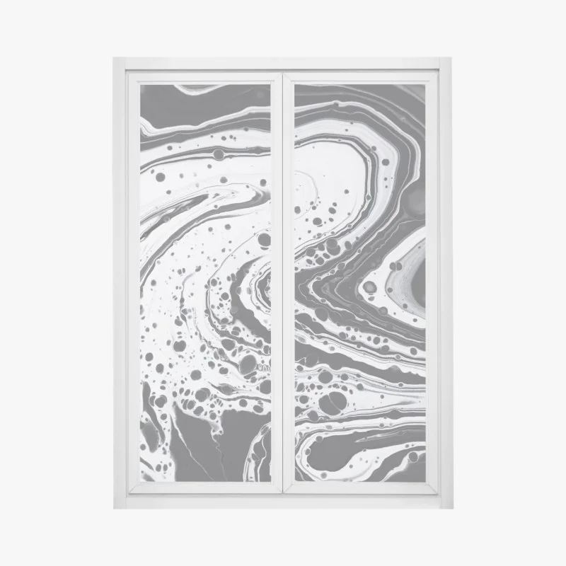 Adesivo per finestra arte astratta marmorizzata in bianco e nero