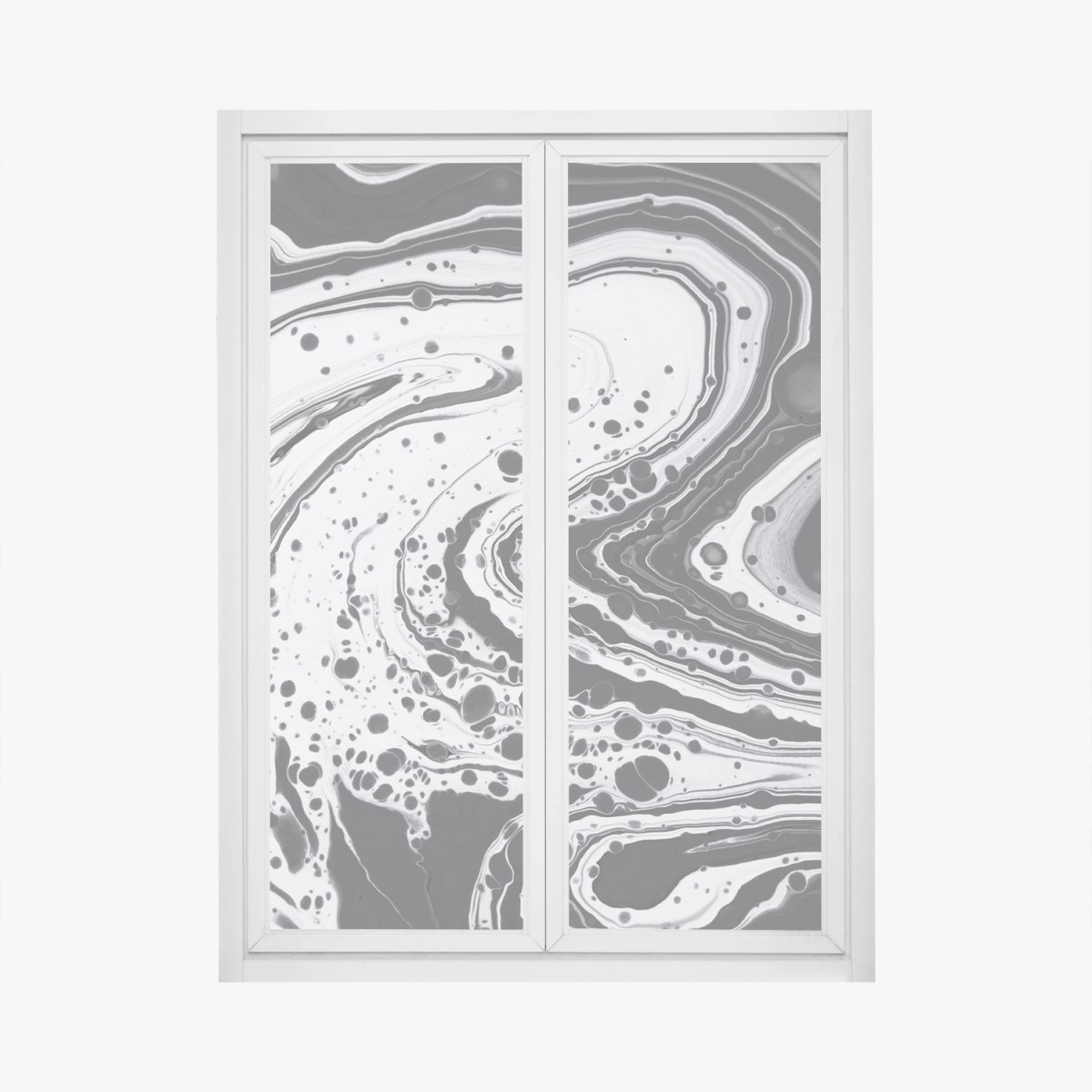 Adesivo per finestra arte astratta marmorizzata in bianco e nero • Wallissimo®