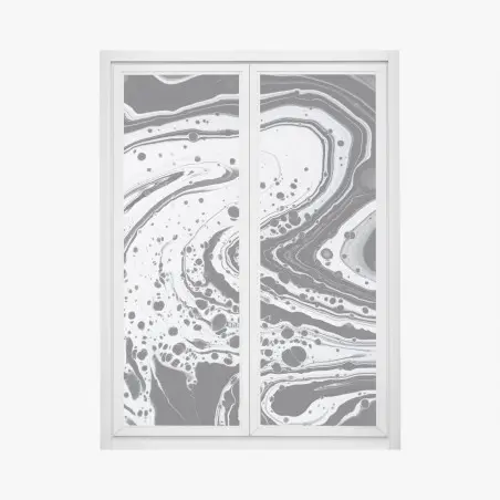 Adesivo per finestra arte astratta marmorizzata in bianco e nero • Wallissimo®