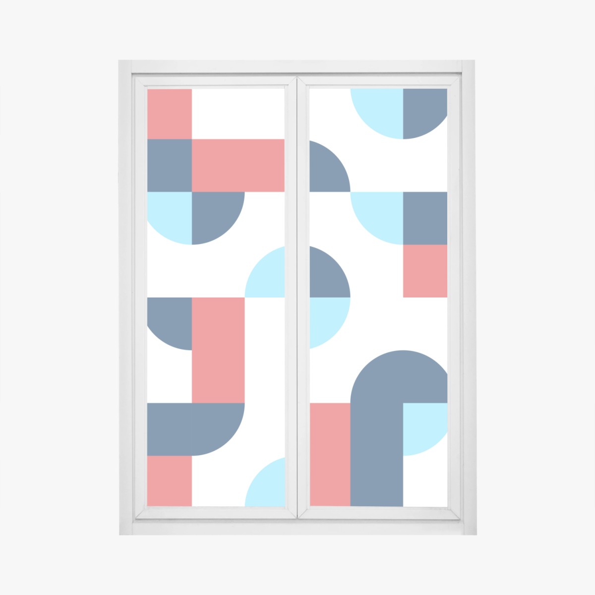 Adesivo per finestra motivo geometrico moderno blu e corallo • Wallissimo®