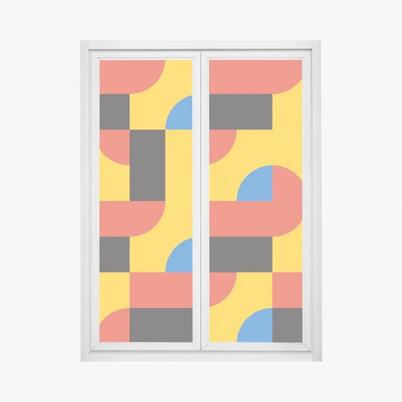 Adesivo per finestra motivo geometrico astratto nei toni primari