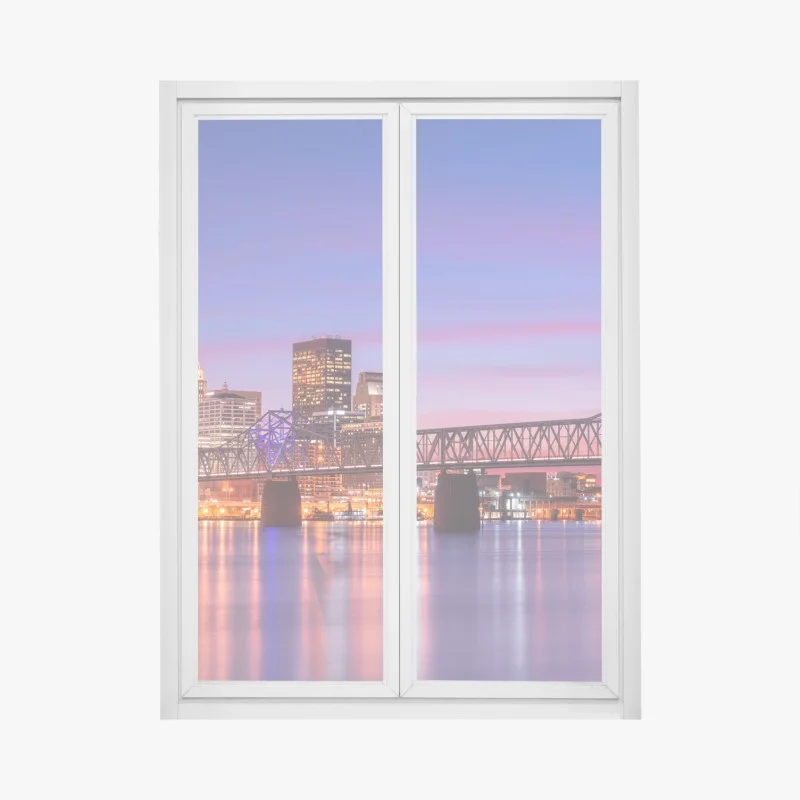 Adesivo per finestra tramonto su Louisville: skyline sul fiume