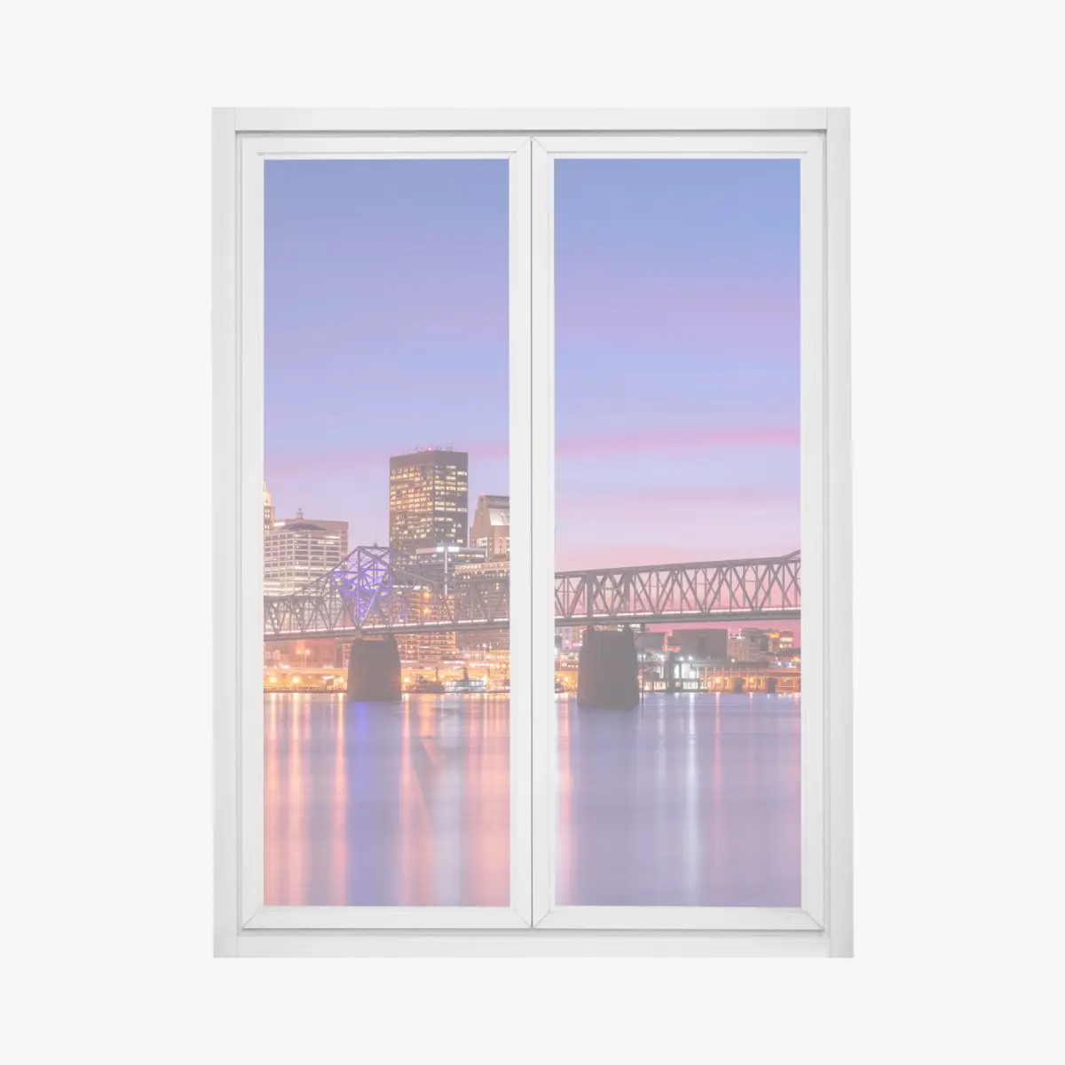 Adesivo per finestra tramonto su Louisville: skyline sul fiume • Wallissimo®
