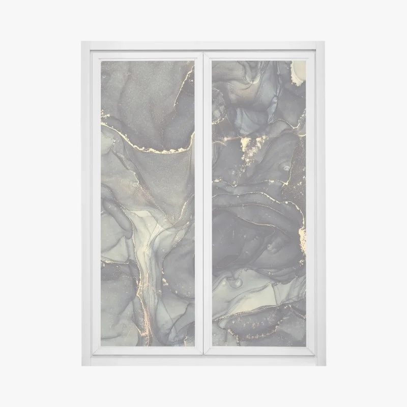 Adesivo per finestra marmo fluido con venature dorate