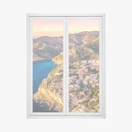 Adesivo per finestra panorama costiero al tramonto • Wallissimo®