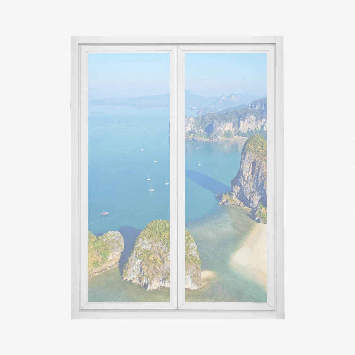 Adesivo per finestra paesaggio costiero con scogliere e mare turchese • Wallissimo® Adesivo per finestra paesaggio costiero con scogliere e mare turchese • Wallissimo®