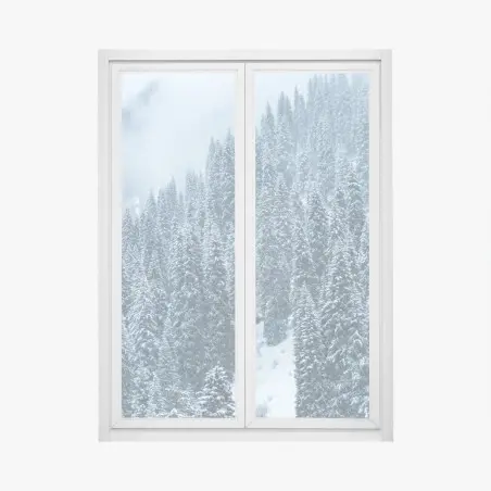 Adesivo per finestra foresta di abeti sotto la neve • Wallissimo®