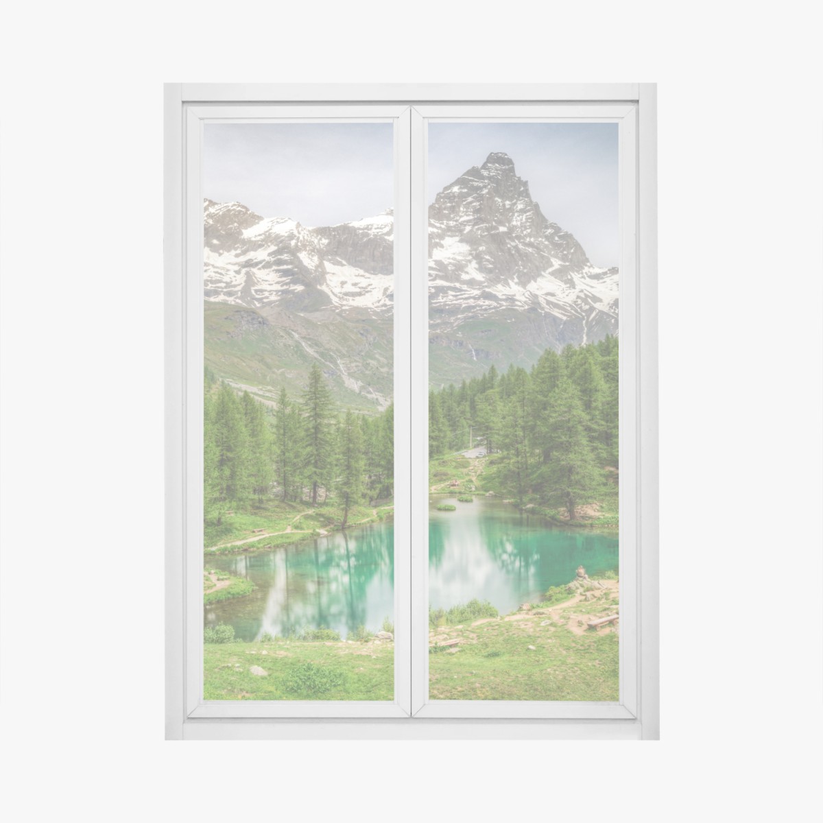 Adesivo per finestra panorama alpino del Lago Blu a Cervinia • Wallissimo®