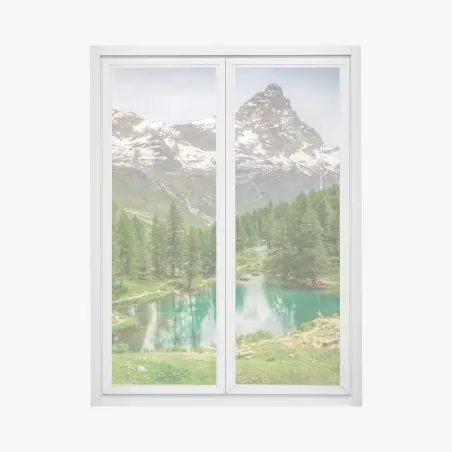 Adesivo per finestra panorama alpino del Lago Blu a Cervinia • Wallissimo®
