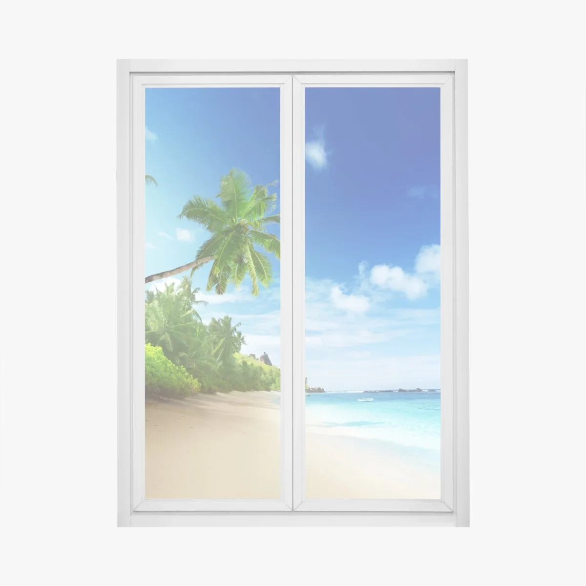 Adesivo per finestra tramonto tropicale a Mahe, Seychelles • Wallissimo® Adesivo per finestra tramonto tropicale a Mahe, Seychelles • Wallissimo®