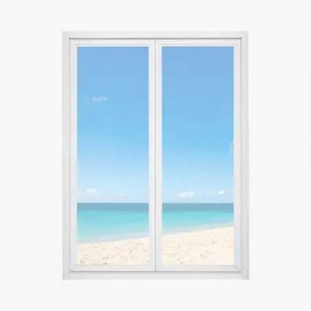 Adesivo per finestra paradiso tropicale con palma e mare turchese • Wallissimo®