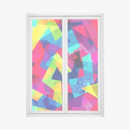 Adesivo per finestra esplosione geometrica di colori • Wallissimo®