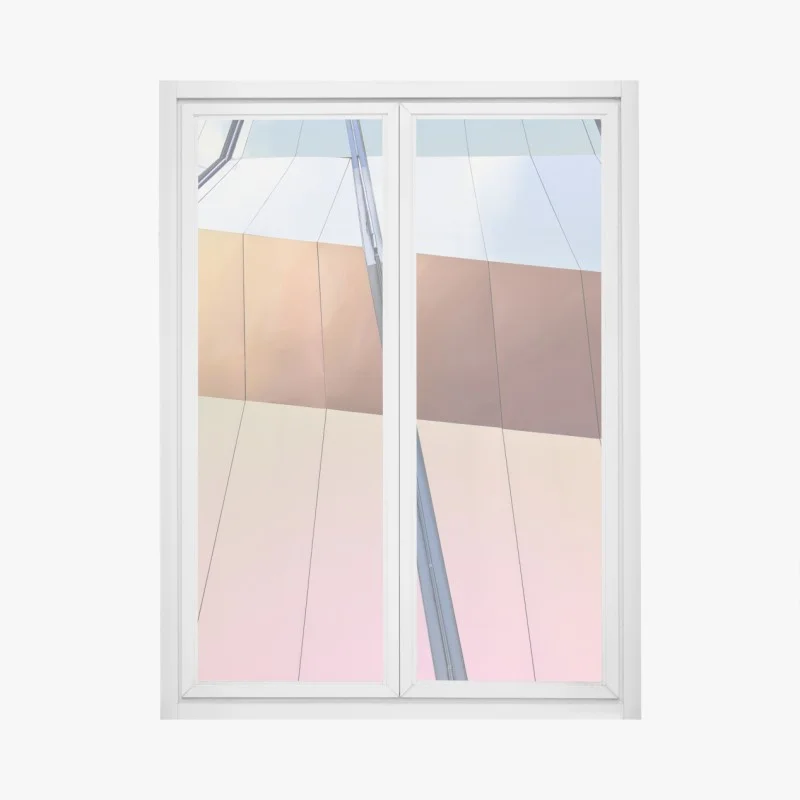 Adesivo per finestra facciata metallica dai riflessi pastello