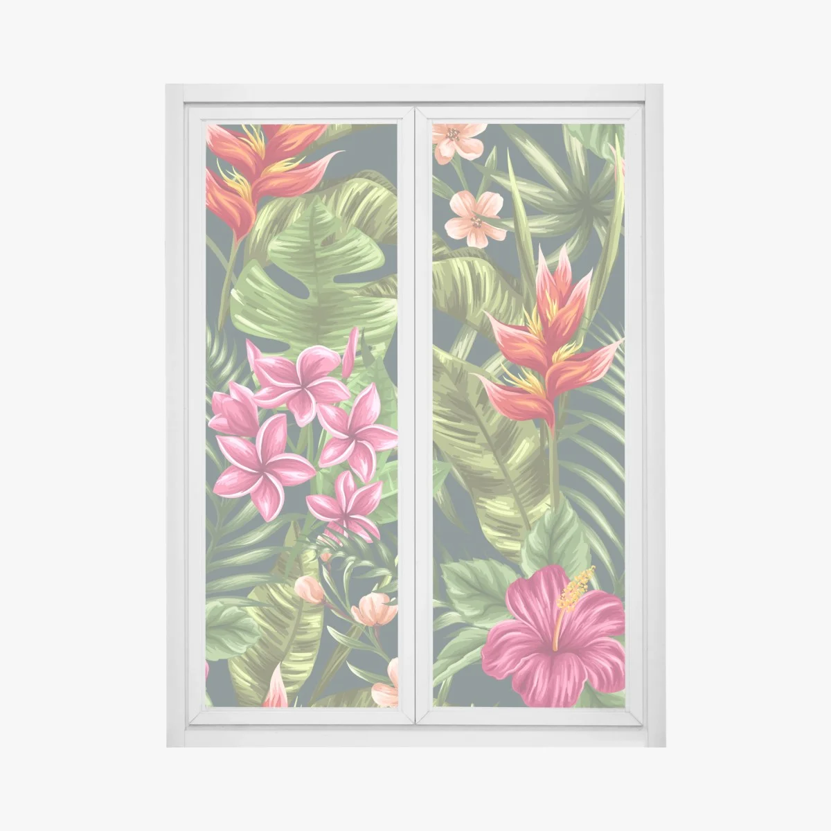 Adesivo per finestra motivo tropicale floreale acquerellato • Wallissimo® Adesivo per finestra motivo tropicale floreale acquerellato • Wallissimo®