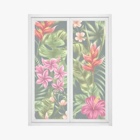 Adesivo per finestra motivo tropicale floreale acquerellato • Wallissimo®