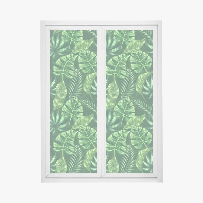 Adesivo per finestra pattern botanico tropicale verde