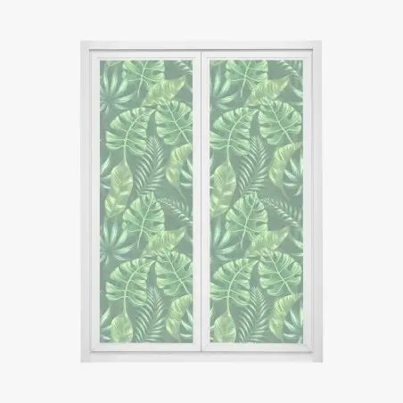 Adesivo per finestra pattern botanico tropicale verde • Wallissimo®