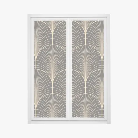 Adesivo per finestra motivo art déco dorato su sfondo nero • Wallissimo®