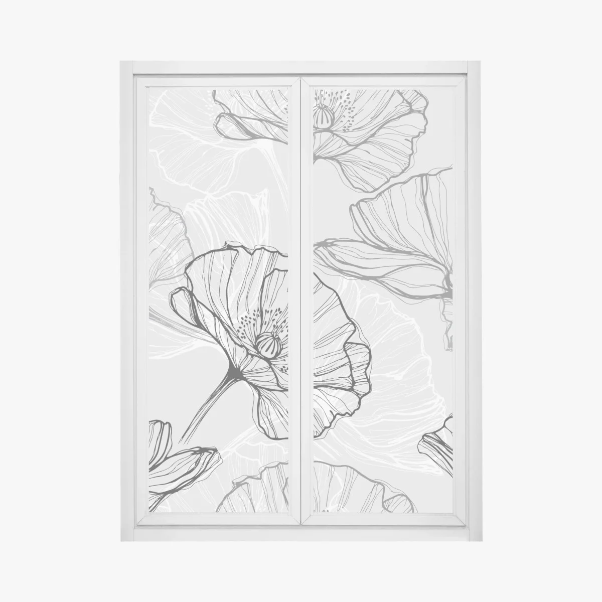 Adesivo per finestra papaveri stilizzati in bianco e nero • Wallissimo® Adesivo per finestra papaveri stilizzati in bianco e nero • Wallissimo®
