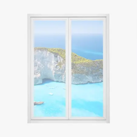 Adesivo per finestra oasi turchese: baia di Navagio, Zakynthos • Wallissimo®