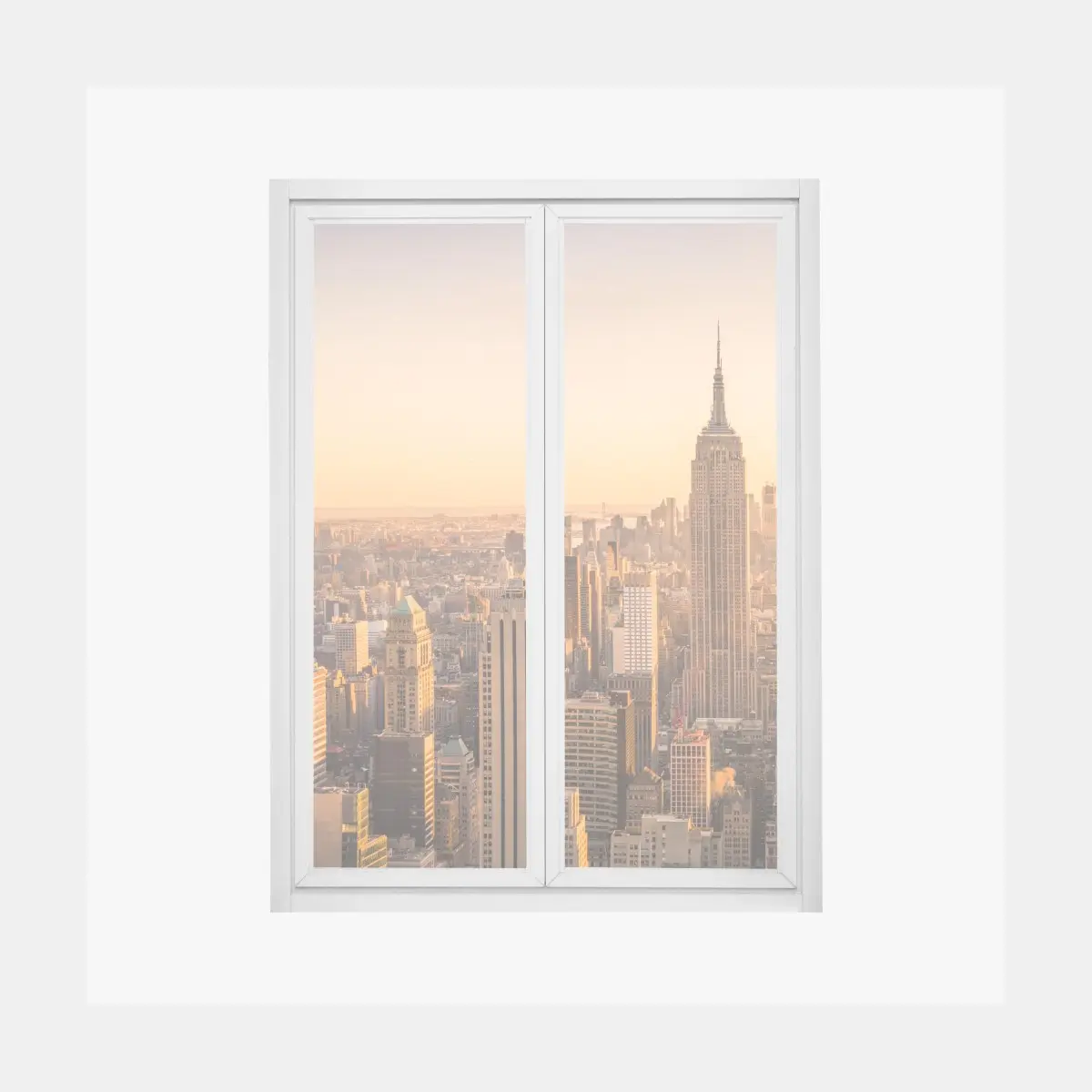 Adesivo per finestra skyline di New York al tramonto dorato • Wallissimo®