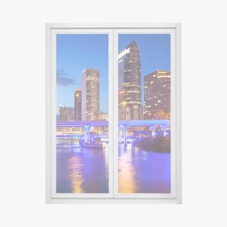 Adesivo per finestra panorama notturno di Tampa, Florida • Wallissimo®