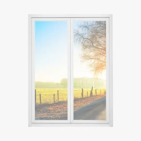 Adesivo per finestra strada di campagna al sorgere del sole • Wallissimo®