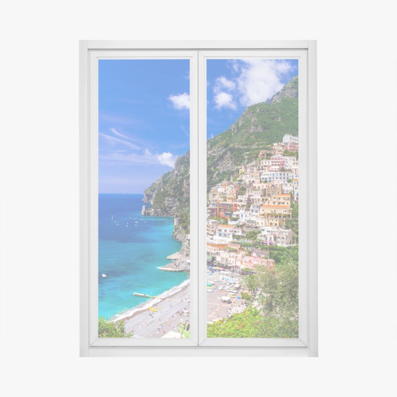 Adesivo per finestra vista panoramica di Positano sulla Costiera Amalfitana