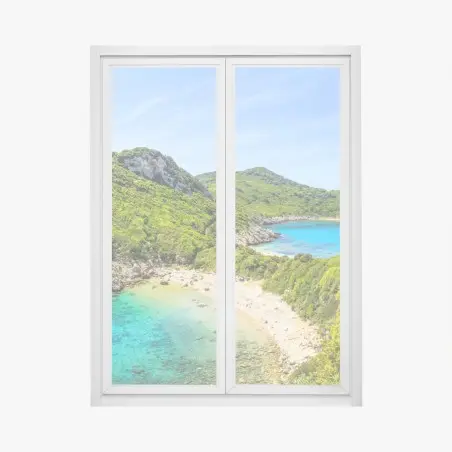 Adesivo per finestra caletta dal mare turchese • Wallissimo®