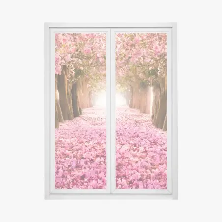 Adesivo per finestra viale incantato di fiori di ciliegio • Wallissimo®