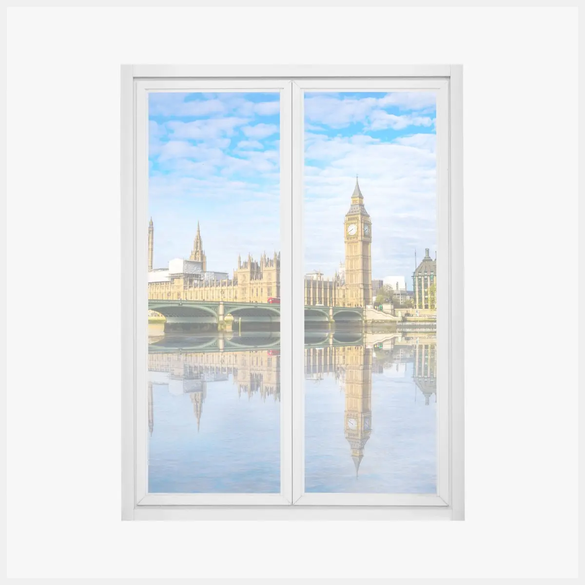 Adesivo per finestra panorama sul Tamigi con Big Ben e palazzo di Westminster • Wallissimo®