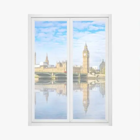 Adesivo per finestra panorama sul Tamigi con Big Ben e palazzo di Westminster • Wallissimo®