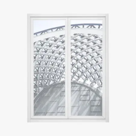 Adesivo per finestra cupola geometrica: struttura moderna in vetro e acciaio • Wallissimo®
