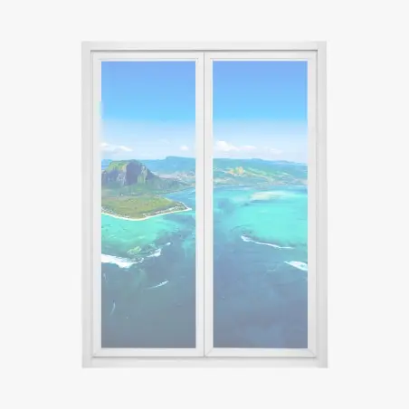 Adesivo per finestra panorama aereo della laguna di Mauritius con Le Morne Brabant • Wallissimo®
