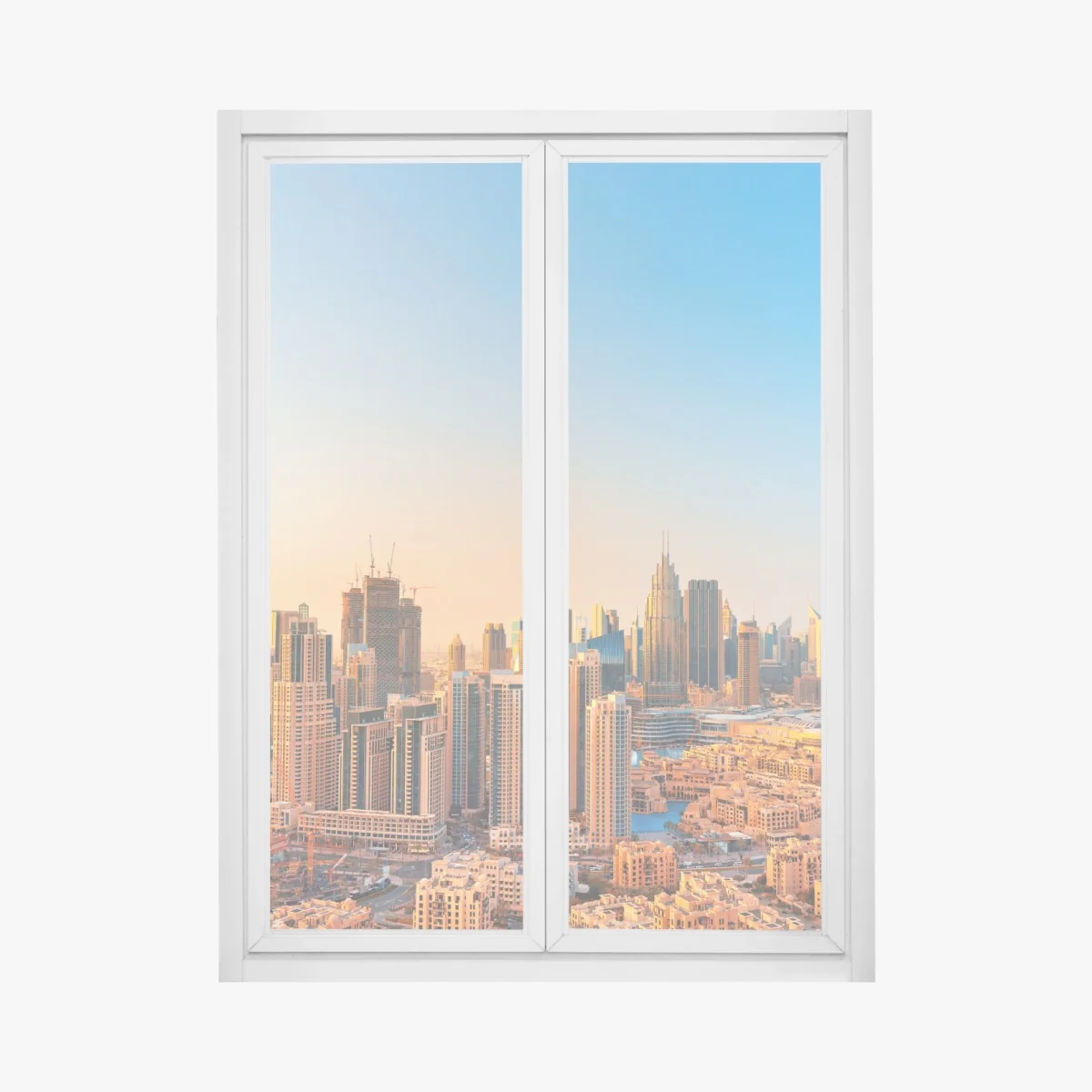 Adesivo per finestra skyline dorato di Dubai • Wallissimo® Adesivo per finestra skyline dorato di Dubai • Wallissimo®