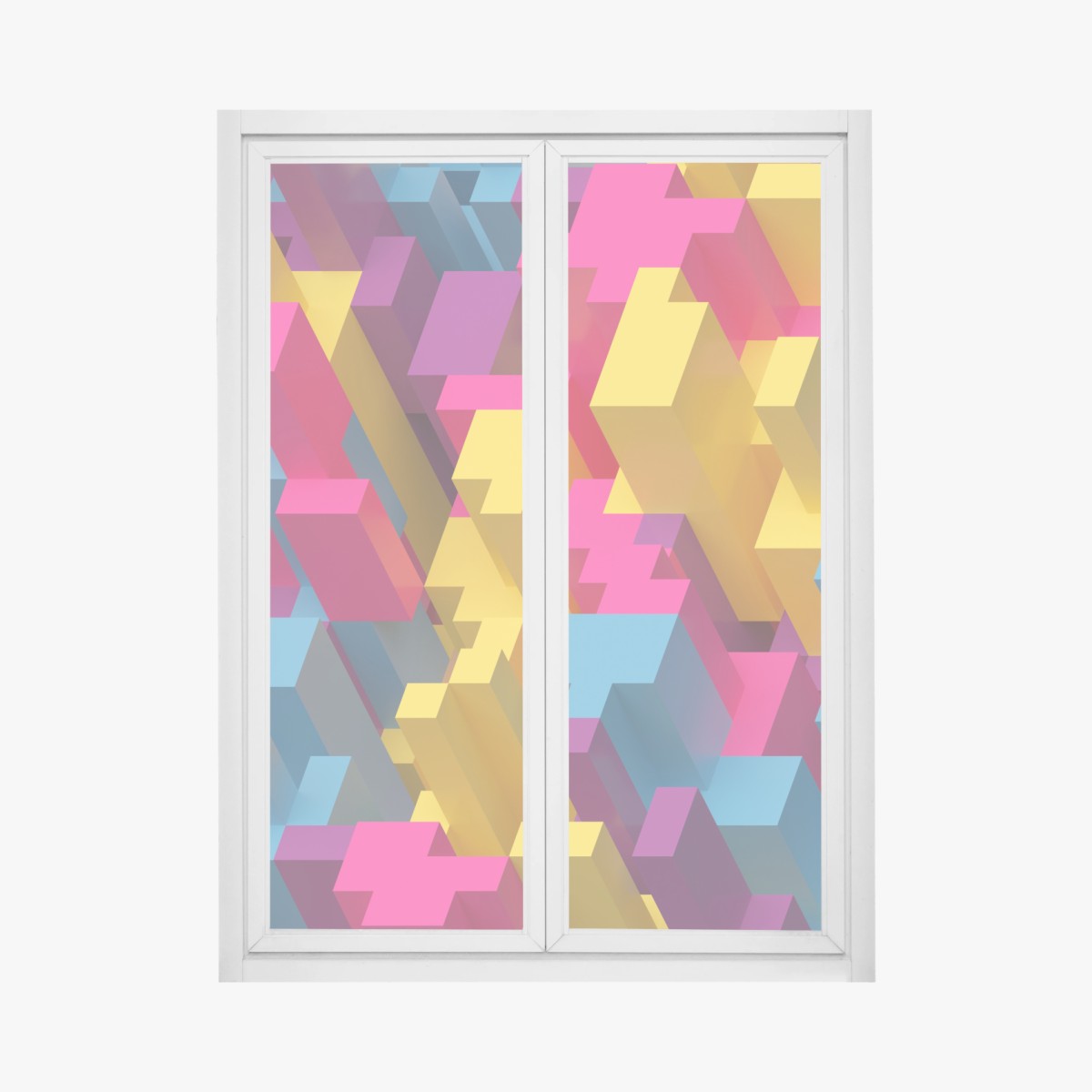 Adesivo per finestra mosaico voxel colorato e geometrico • Wallissimo®