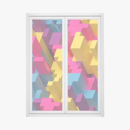 Adesivo per finestra mosaico voxel colorato e geometrico • Wallissimo®