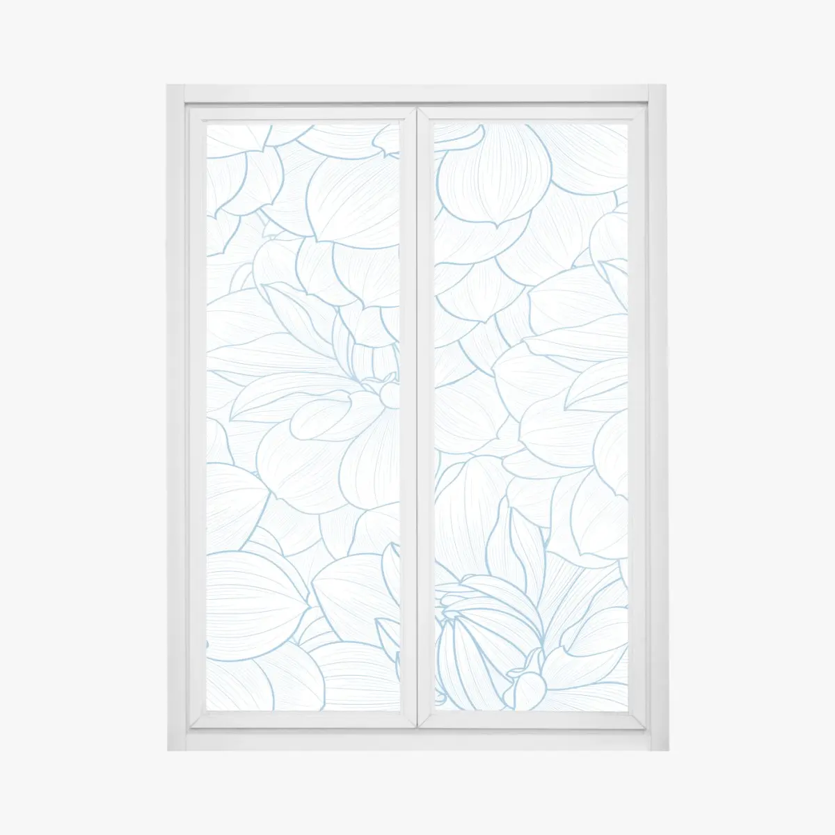 Adesivo per finestra motivo floreale a linee sottili color azzurro • Wallissimo®