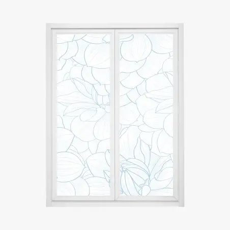 Adesivo per finestra motivo floreale a linee sottili color azzurro • Wallissimo®