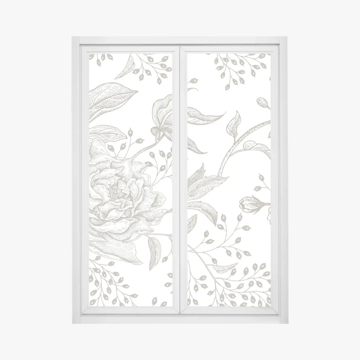 Adesivo per finestra motivo floreale classico con peonie • Wallissimo®