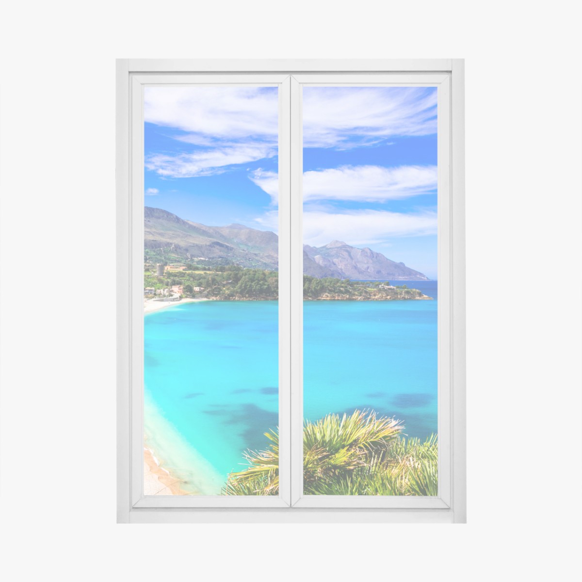 Adesivo per finestra panorama costiero dalle acque turchesi • Wallissimo®