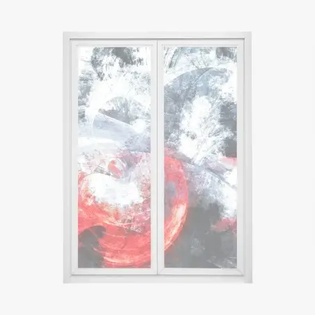Adesivo per finestra vortice frattale rosso e bianco • Wallissimo®