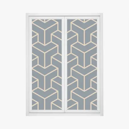 Adesivo per finestra motivo geometrico a cubi effetto tridimensionale • Wallissimo®