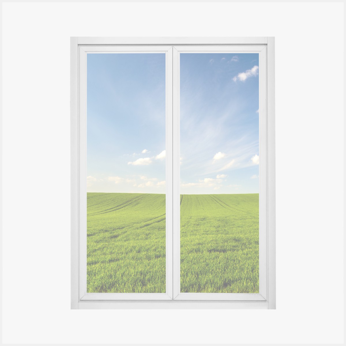 Adesivo per finestra panorama primaverile campo di grano verde • Wallissimo®