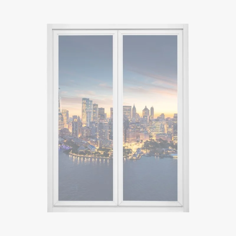 Adesivo per finestra panorama di Manhattan all'alba